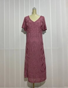 Плаття жіноче довге Morys Tune рожеве ошатне розмір + великий розмір з коротким рукавом