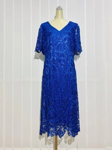 Плаття жіноче довге яскраве ошатне Morys Tune синє з коротким рукавом розмір + великий розмір