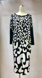 Плаття жіноче ошатне чорно-біле з довгим рукавом Ayla Bayer батал