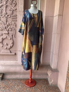 Плаття жіноче повсякденне oversize кольорове довге шовк Розмір + великий розмір