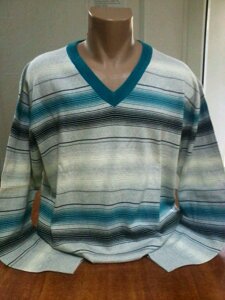 Пуловер светр тонкий чоловічий світлий у кольорову горизонтальну смужку Розмір + SAN&FA
