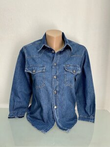 Сорочка батнік джинсова синя на ґудзиках кнопках підліткова