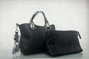 Сумка жіноча шкіряна чорна класична 2 в 1 сумка + клатч