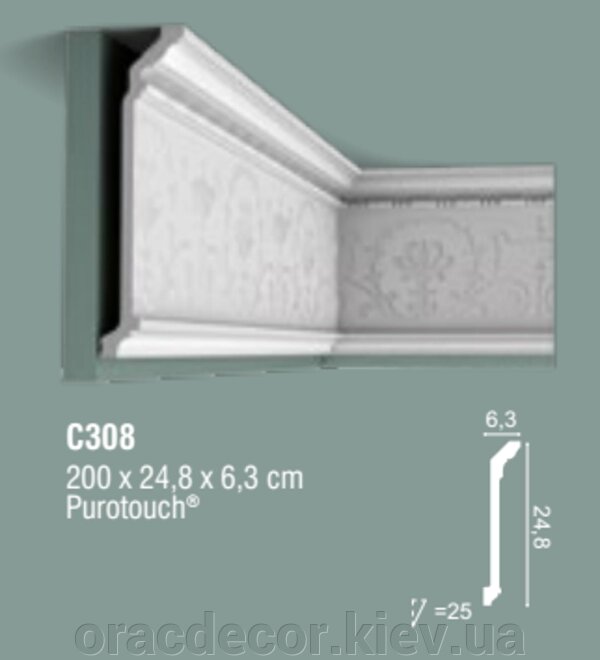 C308 стелю карнизи з поліуретану ORAC DECOR (Орак Декор) C308 від компанії Інтернет-магазин "ORAC DECOR" - фото 1