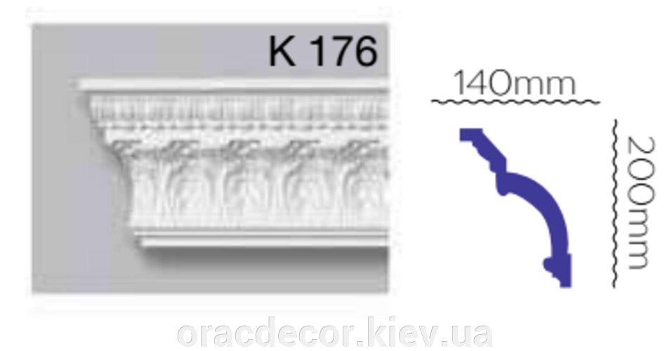 Карниз стельовий K 176 (2.40м) Гармонія від компанії Інтернет-магазин "ORAC DECOR" - фото 1