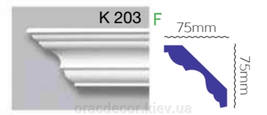 Карниз стельовий K 203 (2.40м) Гармонія від компанії Інтернет-магазин "ORAC DECOR" - фото 1