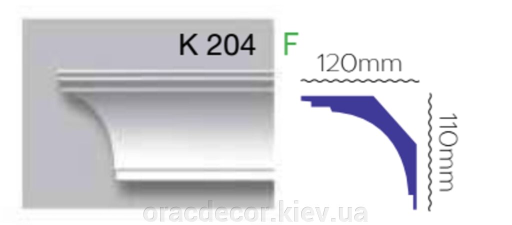 Карниз стельовий K 204 (2.40м) Гармонія від компанії Інтернет-магазин "ORAC DECOR" - фото 1