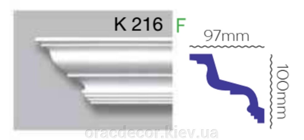 Карниз стельовий K 216 (2.40м) Гармонія від компанії Інтернет-магазин "ORAC DECOR" - фото 1