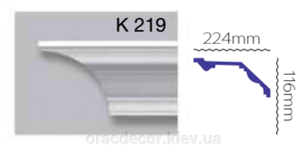 Карниз стельовий K 219 (2.40м) Гармонія від компанії Інтернет-магазин "ORAC DECOR" - фото 1