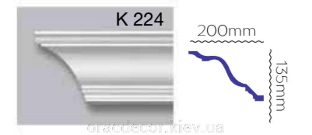 Карниз стельовий K 224 (2.40м) Гармонія від компанії Інтернет-магазин "ORAC DECOR" - фото 1