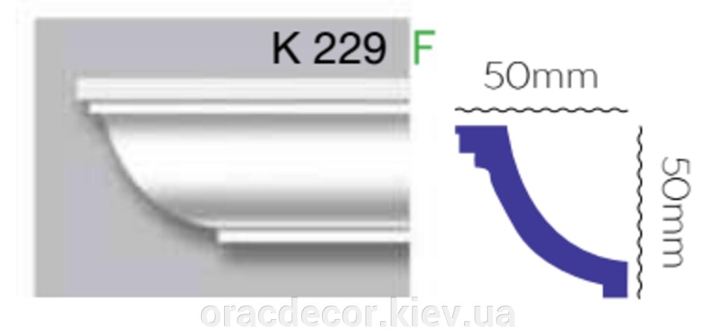 Карниз стельовий K 229 (2.40м) Гармонія від компанії Інтернет-магазин "ORAC DECOR" - фото 1