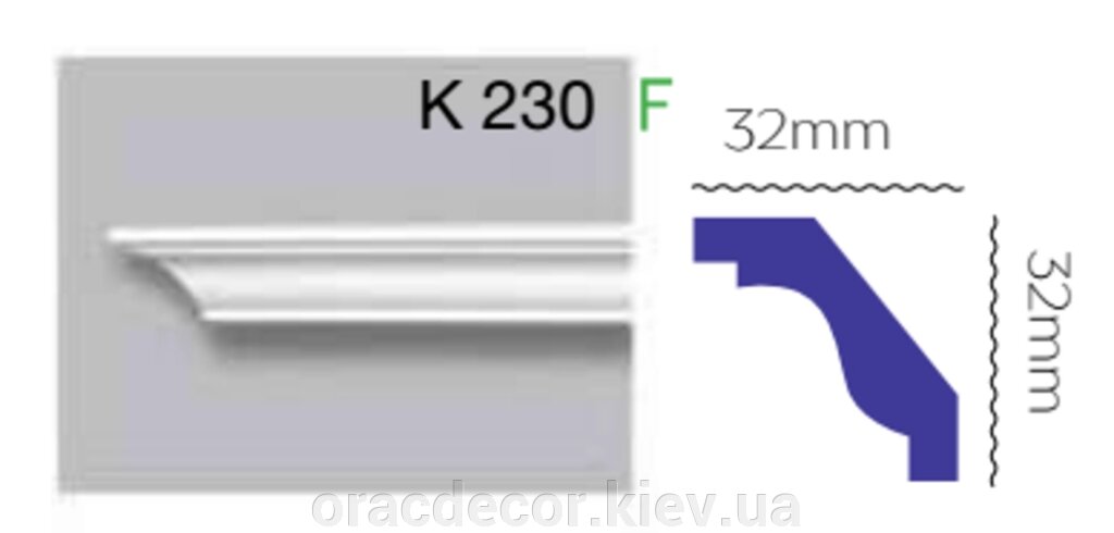 Карниз стельовий K 230 (2.40м) Гармонія від компанії Інтернет-магазин "ORAC DECOR" - фото 1