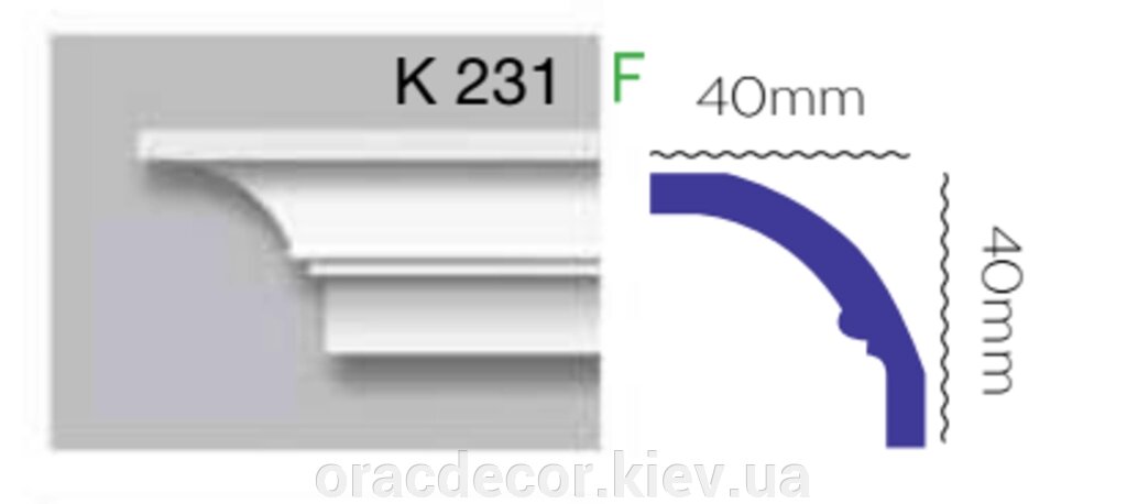 Карниз стельовий K 231 (2.40м) Гармонія від компанії Інтернет-магазин "ORAC DECOR" - фото 1
