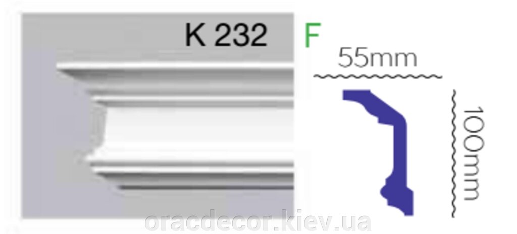 Карниз стельовий K 232 (2.40м) Гармонія від компанії Інтернет-магазин "ORAC DECOR" - фото 1