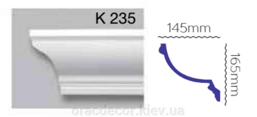 Карниз стельовий K 235 (2.40м) Гармонія від компанії Інтернет-магазин "ORAC DECOR" - фото 1