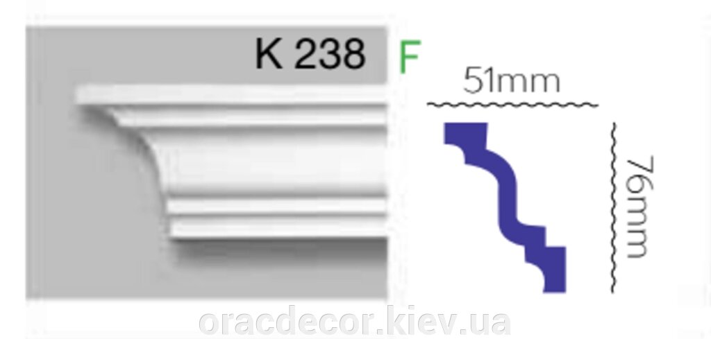 Карниз стельовий K 238 (2.40м) Гармонія від компанії Інтернет-магазин "ORAC DECOR" - фото 1