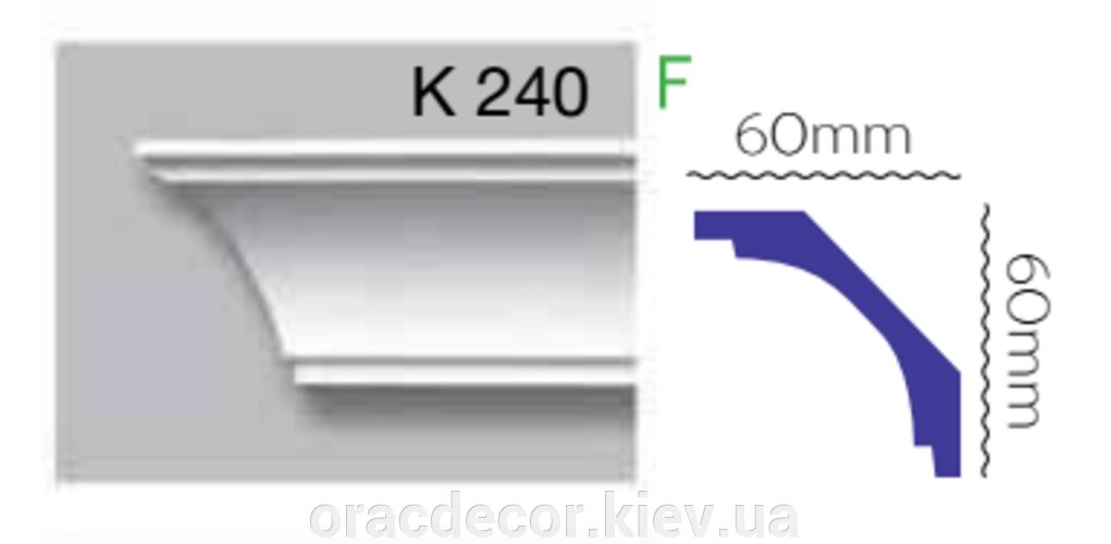 Карниз стельовий K 240 (2.40м) Гармонія від компанії Інтернет-магазин "ORAC DECOR" - фото 1
