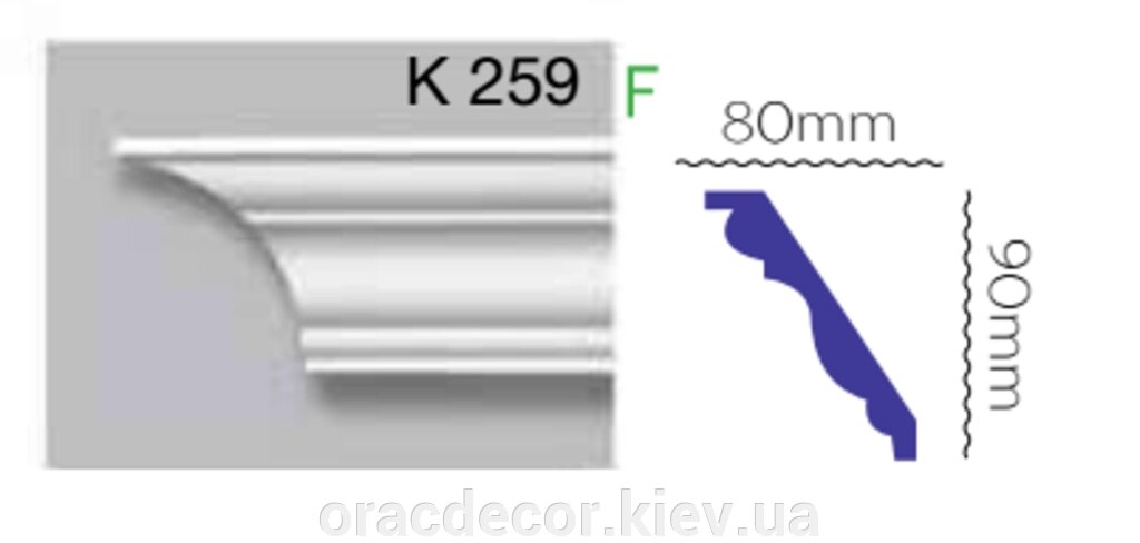 Карниз стельовий K 259 (2.40м) Гармонія від компанії Інтернет-магазин "ORAC DECOR" - фото 1