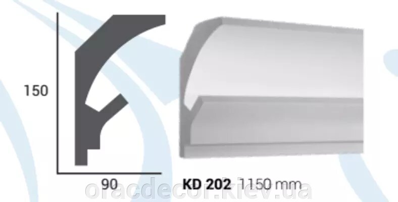 KD 202 Карниз стельовий для прихованого освітлення від компанії Інтернет-магазин "ORAC DECOR" - фото 1