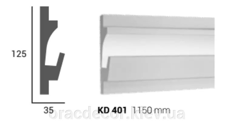 KD 401 Карниз стельовий для прихованого освітлення від компанії Інтернет-магазин "ORAC DECOR" - фото 1