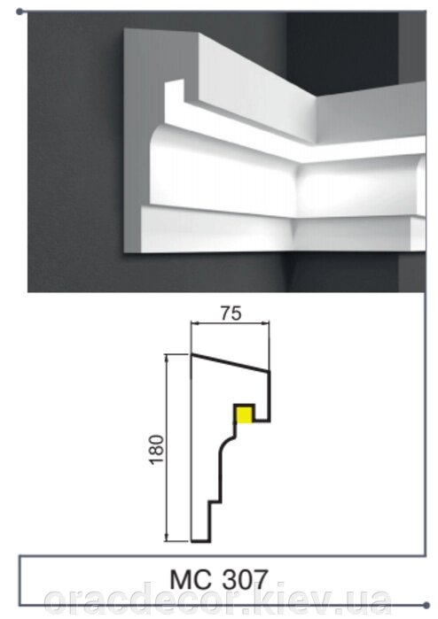 Молдинг з підсвічуванням МС 307 LED Prestige Decor від компанії Інтернет-магазин "ORAC DECOR" - фото 1