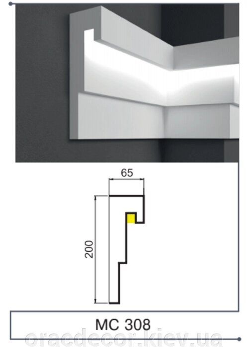 Молдинг з підсвічуванням МС 308 LED Prestige Decor від компанії Інтернет-магазин "ORAC DECOR" - фото 1