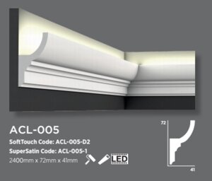 ACL-005 Карниз стельовий для прихованого LED освітлення Decolux