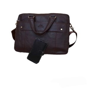 Чоловічий портфель сумка N5073 з натуральної шкіри коричневий