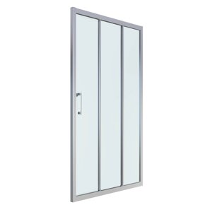 Двері LEXO 90*195 см трисекційна розсувна, профіль хром, прозоре скло 6 мм