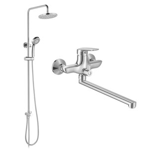 Душовий набір IMPRESE, змішувач для ванни PRAHA new, душова система без змішувача (35030 new+T-15084), хром