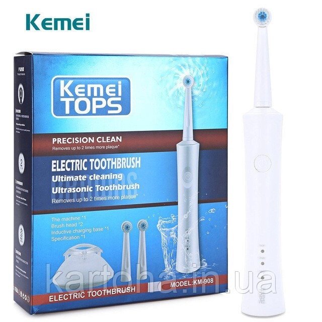 Акумуляторна електрична зубна щітка Kemei KM 908 від компанії Інтернет-магазин "Tovar-plus. Com. Ua" - фото 1