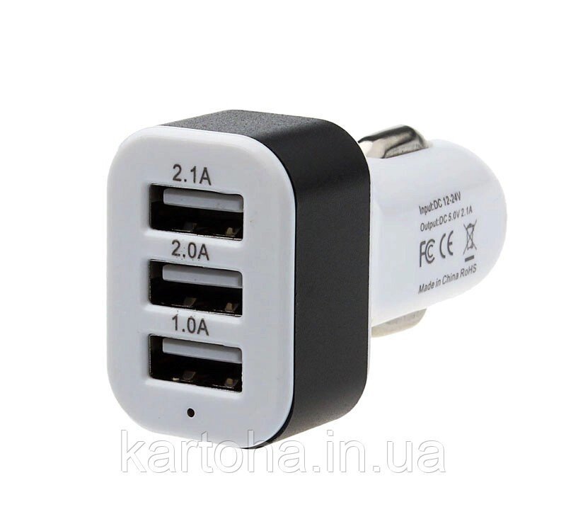 Автомобільний зарядний пристрій в прикурювач 3 USB HL061503 від компанії Інтернет-магазин "Tovar-plus. Com. Ua" - фото 1