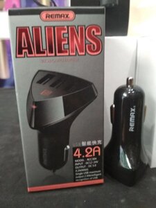 Автомобільний адаптер АЗП Remax Aliens 3USB 4.2A