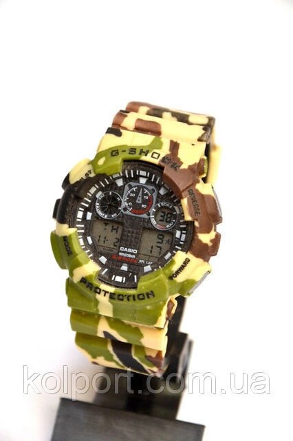 Багатофункціональний годинник Casio G-Shock GA-100 Military Army Камуфляж, кварцові, чоловічі, спортивні, наручні від компанії Інтернет-магазин "Tovar-plus. Com. Ua" - фото 1