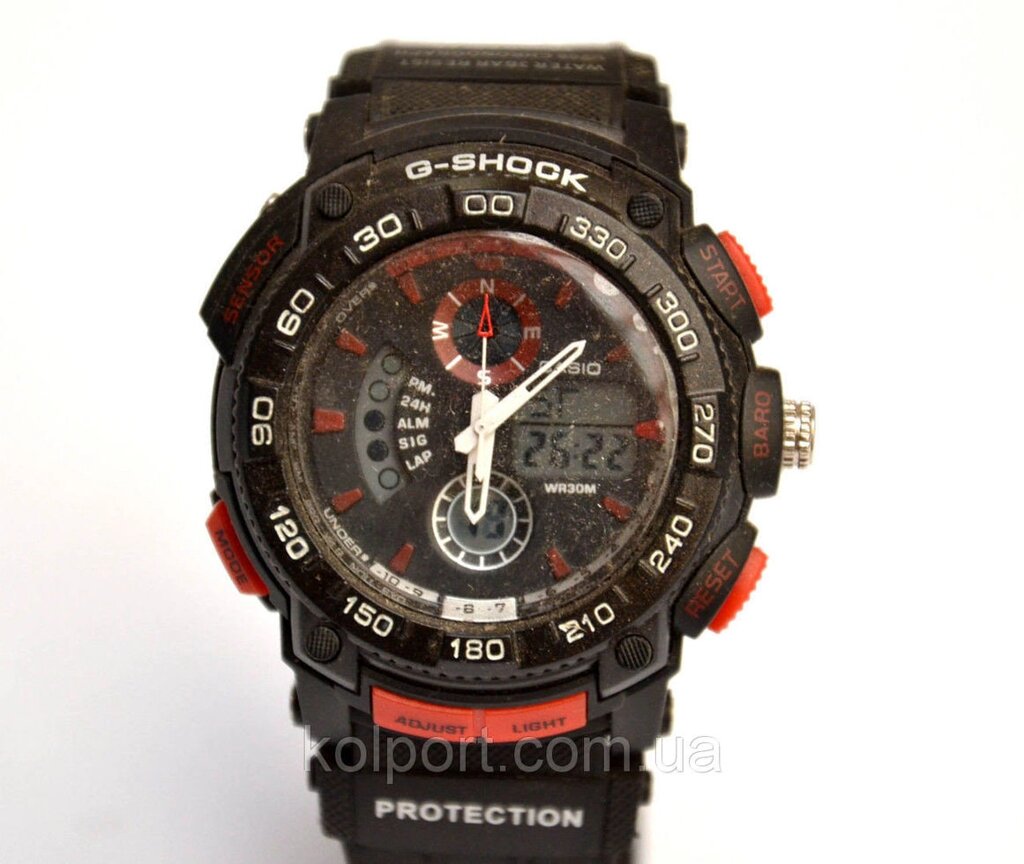 Багатофункціональний годинник Casio G-Shock Protection (чорні з червоним), кварцові, чоловічі, спортивні, наручні від компанії Інтернет-магазин "Tovar-plus. Com. Ua" - фото 1