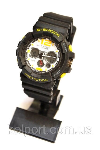 Багатофункціональний годинник CASIO G-SHOCK PROTECTION (чорні з жовтим і білим) Карцева, чоловічі, спортивні від компанії Інтернет-магазин "Tovar-plus. Com. Ua" - фото 1
