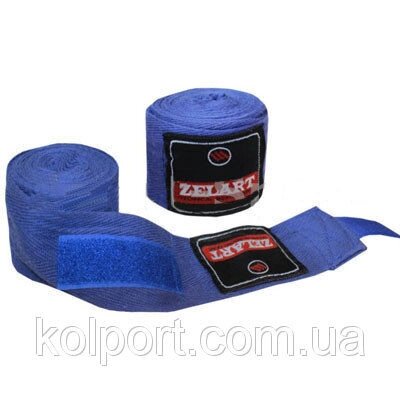 Бинти боксерські (2 шт) Х-б ZEL ZB-3620-3 (BL) (l-3м, синій) від компанії Інтернет-магазин "Tovar-plus. Com. Ua" - фото 1