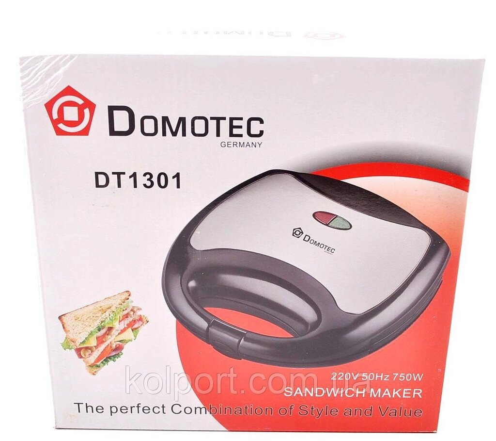 Бутербродница сендвічница Domotec DT-1301 від компанії Інтернет-магазин "Tovar-plus. Com. Ua" - фото 1