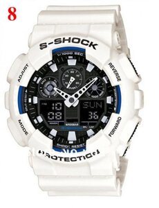 Годинники Casio G-Shock GA100, білі, з чорним циферблатом, наручний годинник, електронні, спортиного