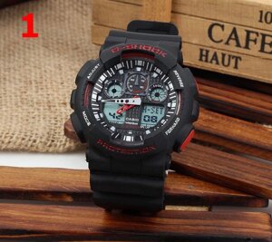 Годинники Casio G-Shock GA100, наручний годинник, чорні з червоним, стильні, оригінал