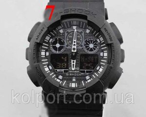 Годинники Casio G-Shock GA100, наручні, спортивно-туристичні годинники, чорні з чорним циферблатом