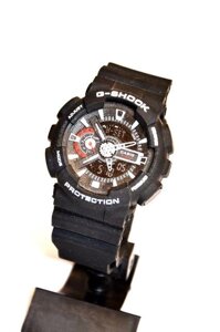 Годинники наручні Casio G-Shock GA-110 (чорні з білим), кварцові, спортивні, чоловічий годинник, багатофункціональні