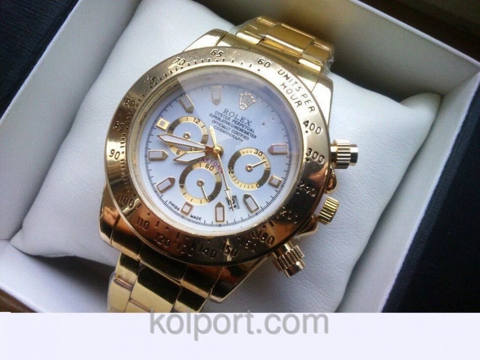 Чоловічі годинники Rolex Daytona 6012, колір циферблата золотистий, жіночі наручні годинники, чоловічі, годинник Ролекс від компанії Інтернет-магазин "Tovar-plus. Com. Ua" - фото 1