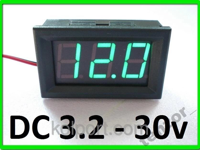 Цифровий вольтметр DC 3.2 - 30 вольт, зелений від компанії Інтернет-магазин "Tovar-plus. Com. Ua" - фото 1