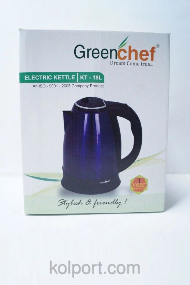 Дисковий чайник Greenchef KT-18L Blue, кухонна техніка, товари для кухні, чайники, електрочайник від компанії Інтернет-магазин "Tovar-plus. Com. Ua" - фото 1