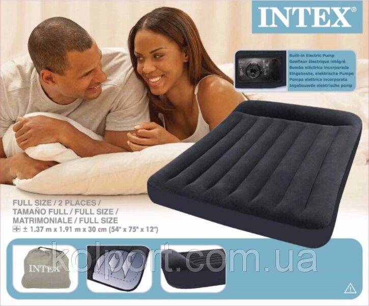 Двоспальне надувне ліжко Intex 66781 з вбудованим електронасосом від компанії Інтернет-магазин "Tovar-plus. Com. Ua" - фото 1