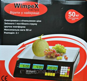 Електронні торгові ваги Wimpex 50 кг з лічильником ціни