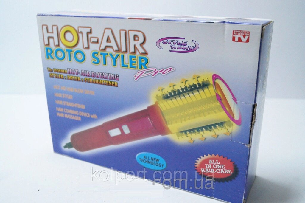 Фен гребінець Для волосся HOT-Air Roto Styiler, складаний, прилади для догляду за волоссям, фен електричний від компанії Інтернет-магазин "Tovar-plus. Com. Ua" - фото 1