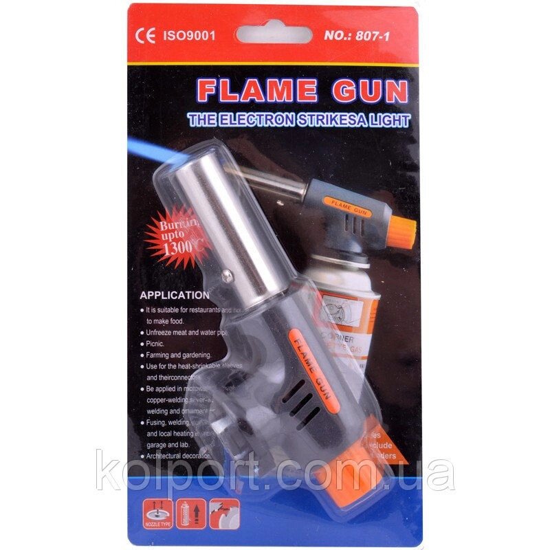 Газовий пальник з п'єзопідпалом Flame Gun 807-1 від компанії Інтернет-магазин "Tovar-plus. Com. Ua" - фото 1