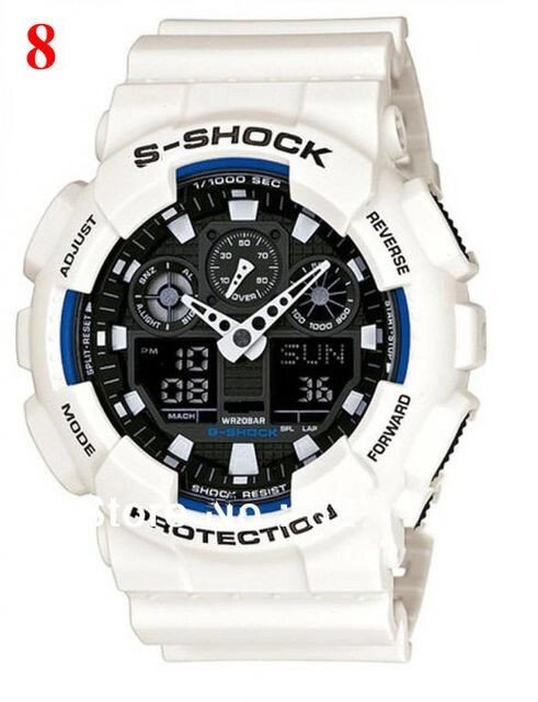 Годинники Casio G-Shock GA100, білі, з чорним циферблатом, наручний годинник, електронні, спортиного від компанії Інтернет-магазин "Tovar-plus. Com. Ua" - фото 1